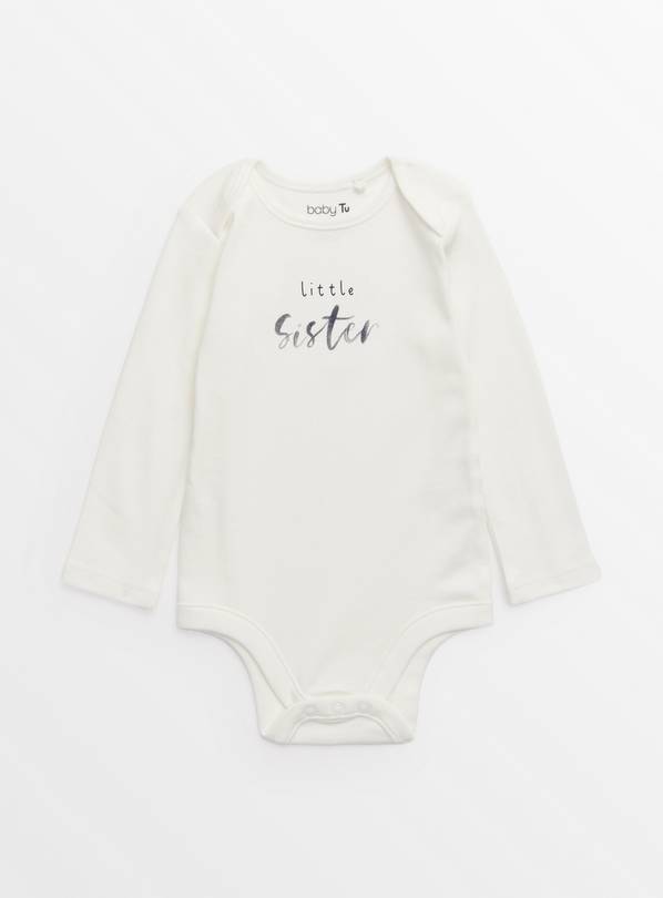 Little Sister Slogan White Bodysuit Up to 1 mth