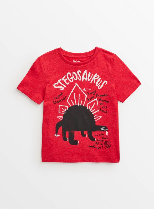 Red Stegosaurus Graphic Print T-Shirt 1-2 years