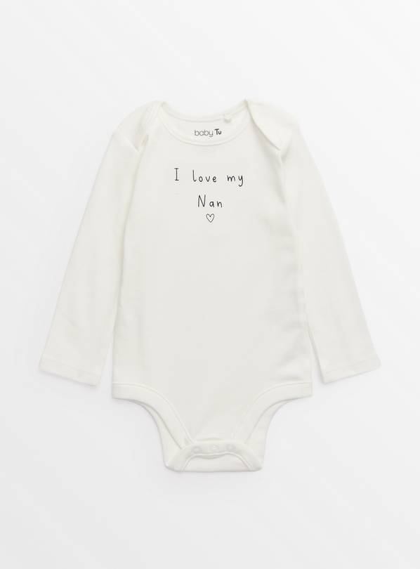 White Slogan I Love My Nan Long Sleeve Bodysuit 3-6 months