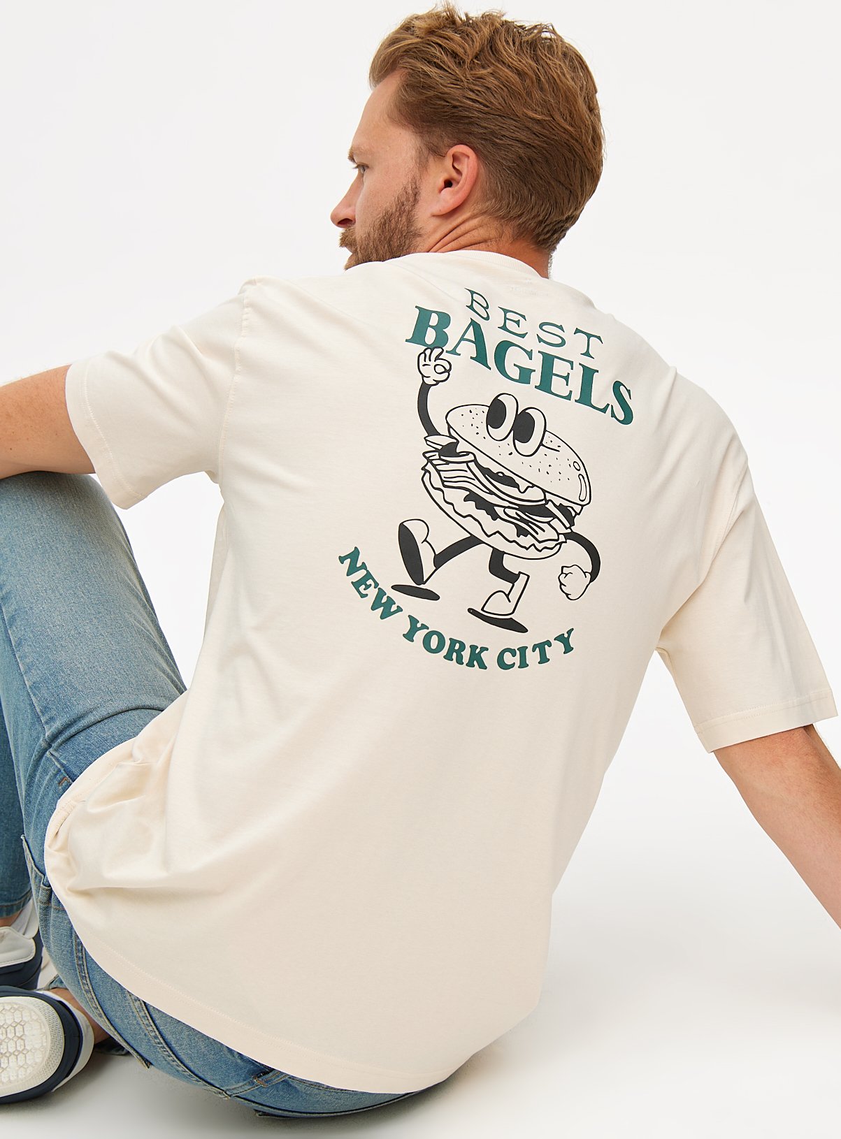 Cream Best Bagels NYC Graphic T-Shirt XXL