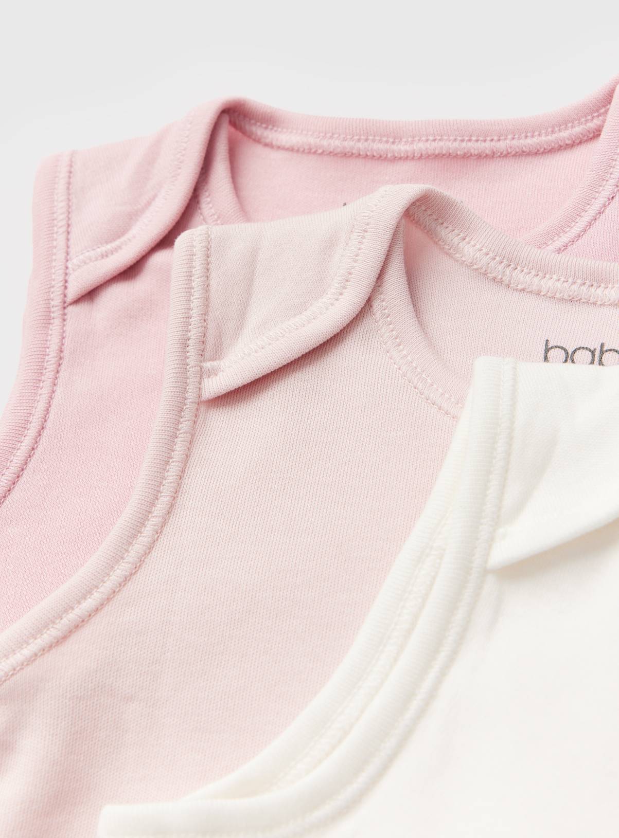 Plain Pink Sleeveless Bodysuits 7 Pack 9-12 months - Image 2