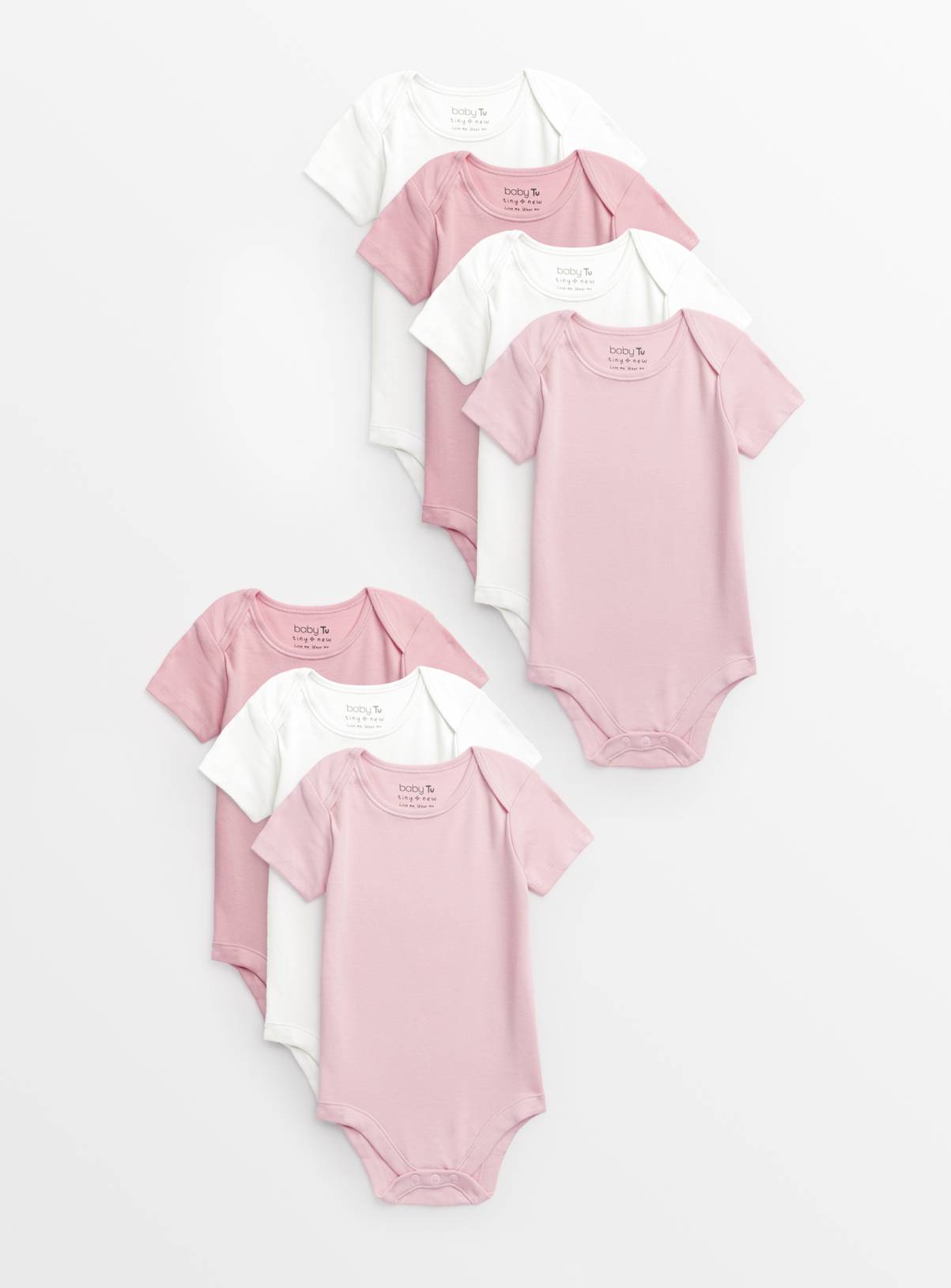 Pink & White Bodysuits 7 Pack 6-9 months - Image 1