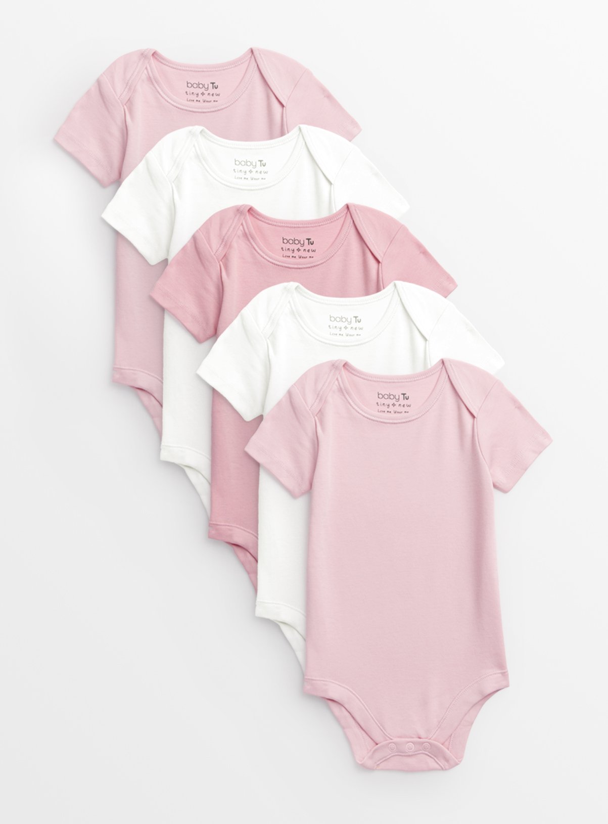 Pink Short Sleeve Bodysuit 5 Pack Newborn - Image 1 thumbnail