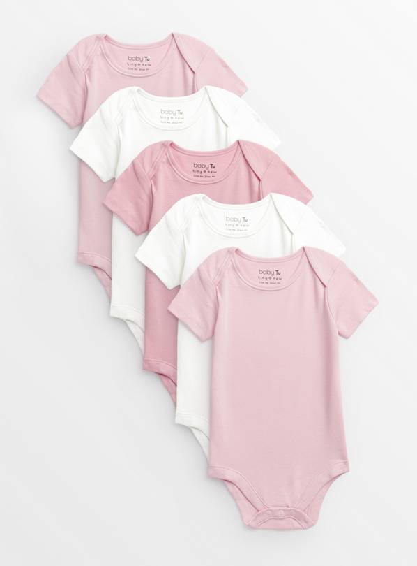 Pink Short Sleeve Bodysuit 5 Pack Tiny Baby