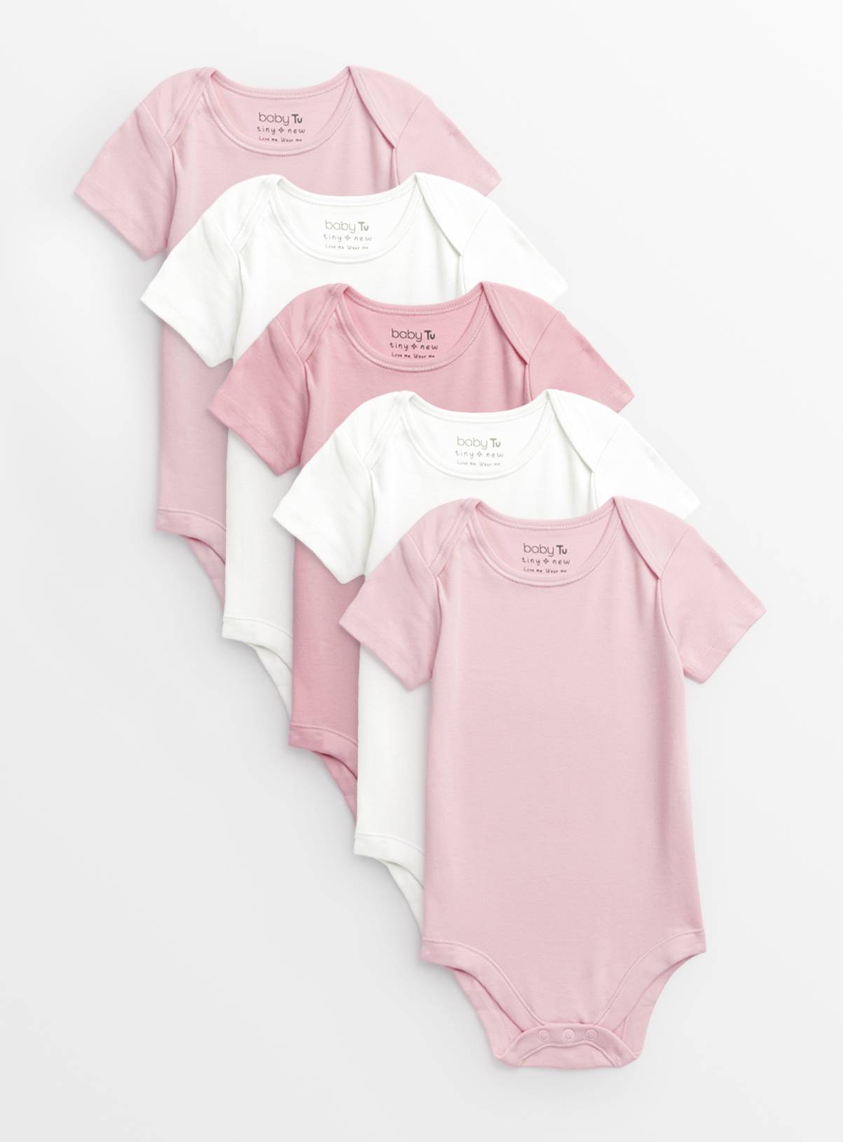 Pink Short Sleeve Bodysuit 5 Pack Newborn - Image 1