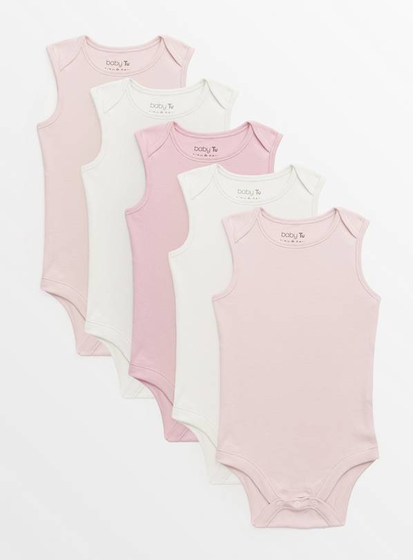 Pink Sleeveless Bodysuits 5 Pack 9-12 months