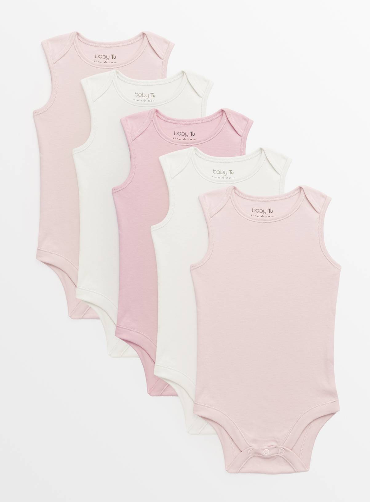 Pink Sleeveless Bodysuits 5 Pack 18-24 months - Image 1