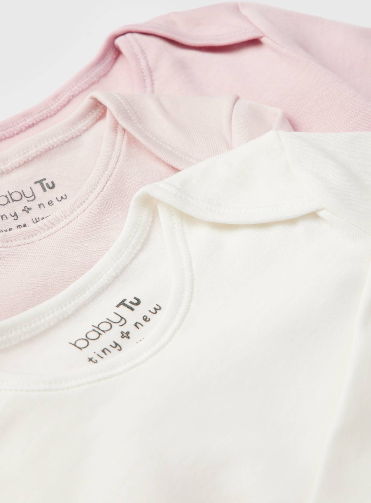 Plain Pink Long Sleeve Bodysuits 5 Pack Up to 3 mths - Image 2