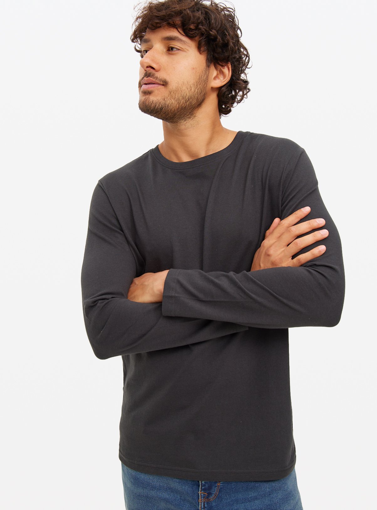 Plain Black Long Sleeve T-Shirt S