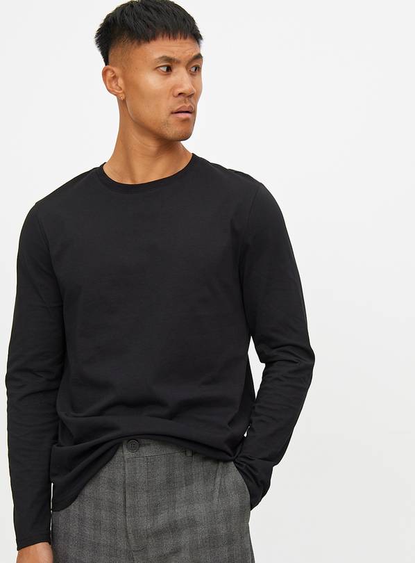 Plain Black Long Sleeve T-Shirt XXL