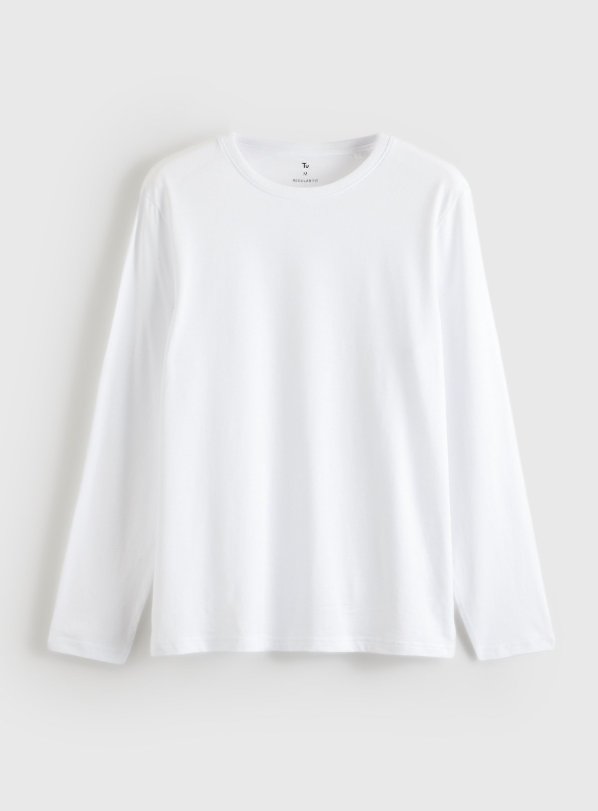 Plain White Long Sleeve T-Shirt L - Image 3 thumbnail