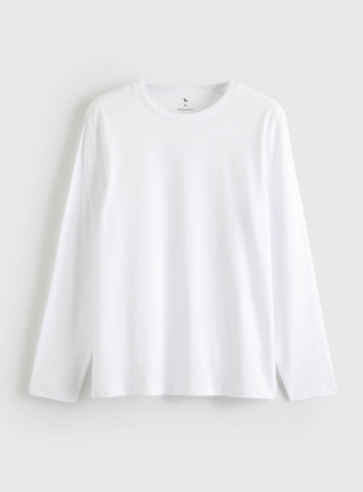Plain White Long Sleeve T-Shirt L - Image 3