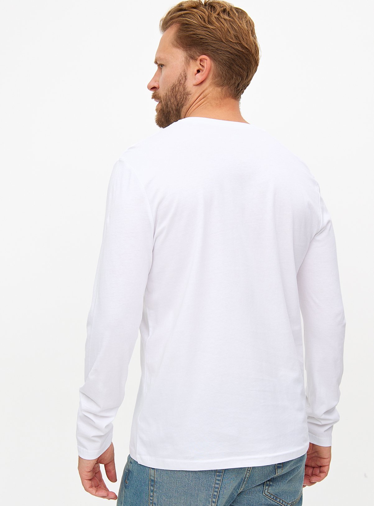 Plain White Long Sleeve T-Shirt L - Image 5 thumbnail