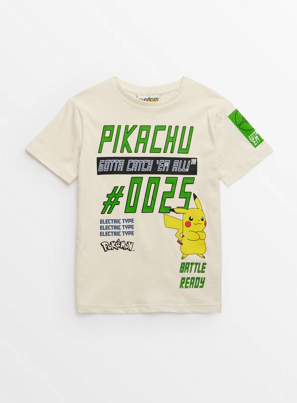 Pokemon Cream Oversized Graphic Print T-Shirt 8 years