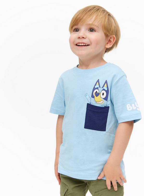 Bluey Blue Pocket Graphic T-Shirt 1-2 years