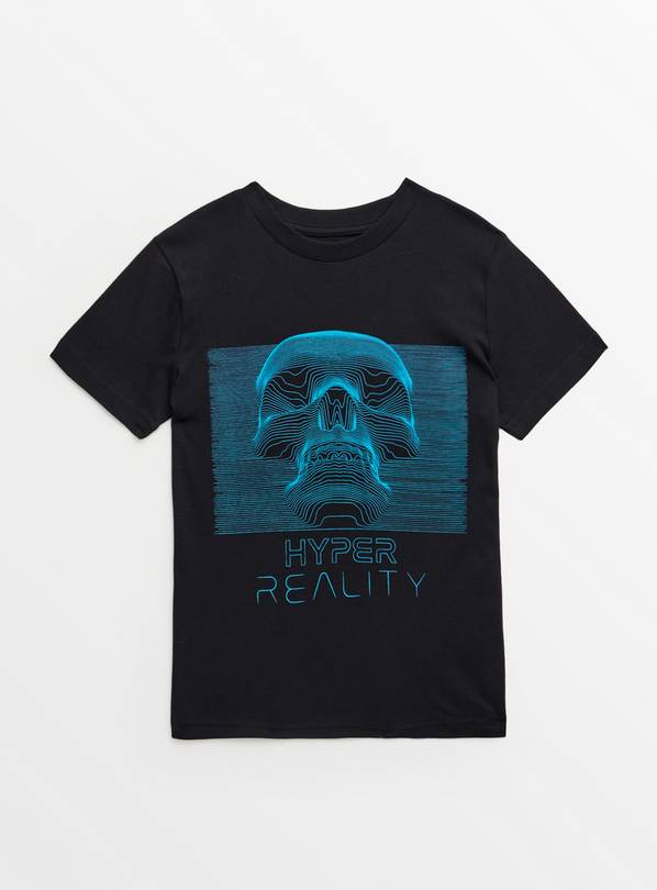 Black Skull Hyper Reality Graphic T-Shirt 13 years