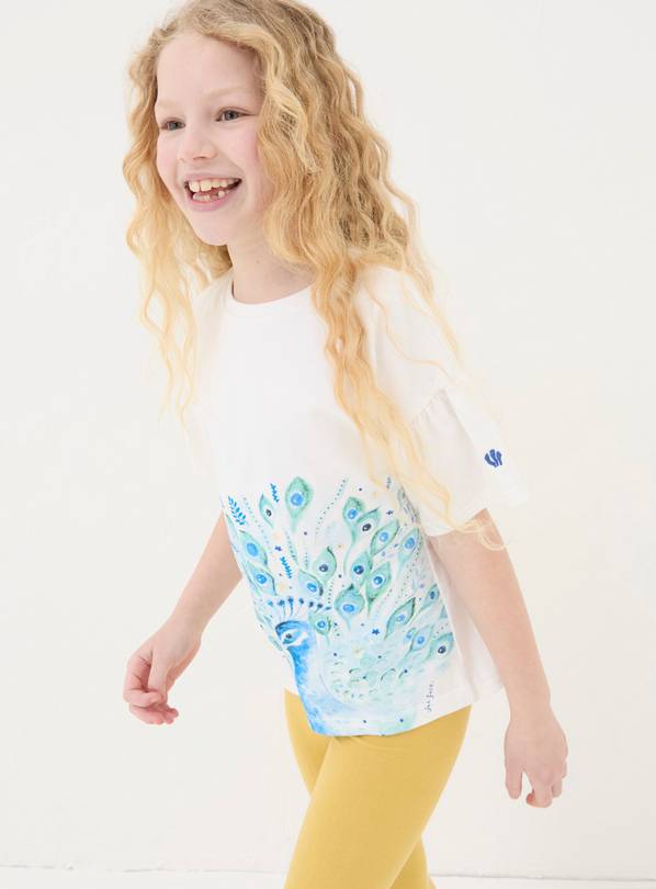 FATFACE Peacock Graphic T Shirt Natural White 3-4 Years