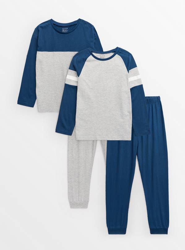 Grey & Navy Colour Block Pyjamas 2 Pack 11-12 years