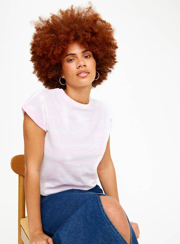 Pink Pocket Stripe Short Sleeve T-Shirt 24