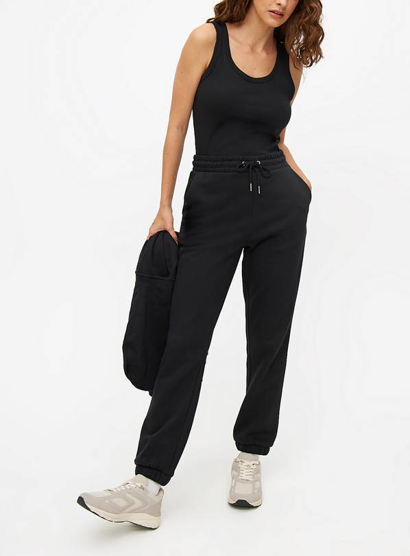 Plain Black Cuffed Joggers M