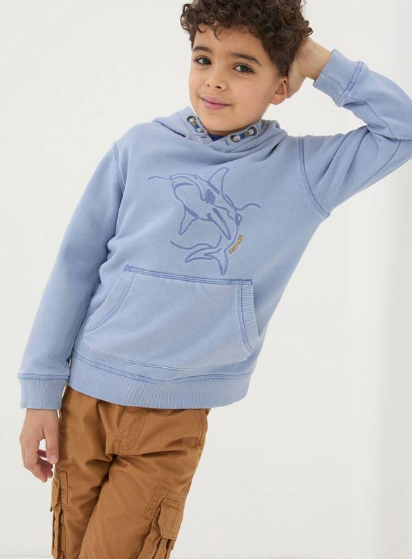FATFACE Shark Graphic Popover Hoodie 8-9 years