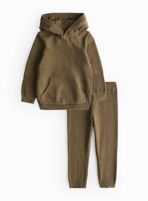 Khaki Knitted Hoodie & Joggers Set 1-2 years