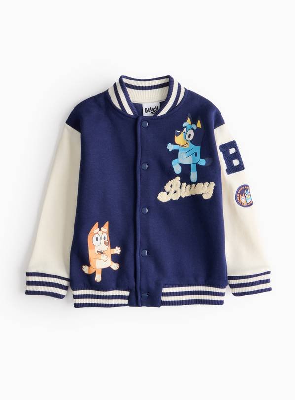 Bluey Character Print Navy Varsity Bomber Jacket 1-2 years