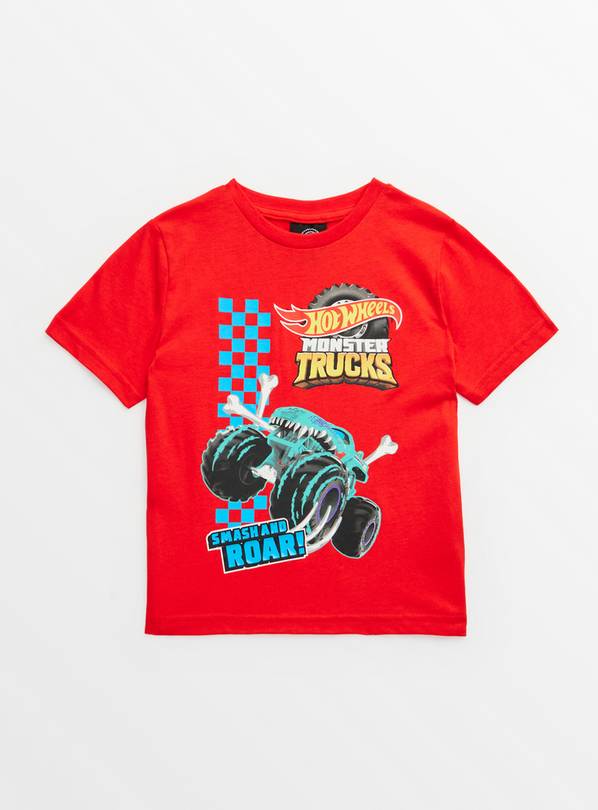 Hot Wheels Red Monster Trucks Print T-Shirt 1-2 years