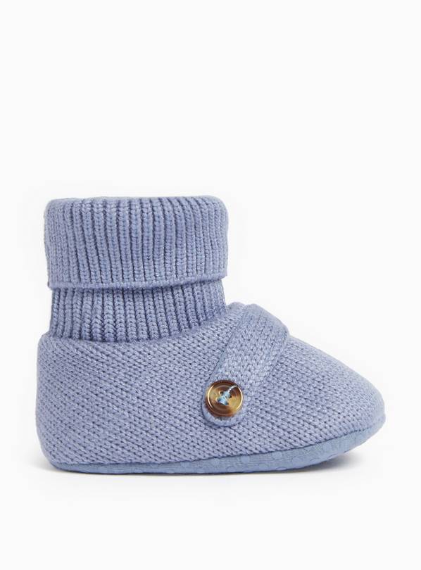 Blue Knitted Booties 3-6 months