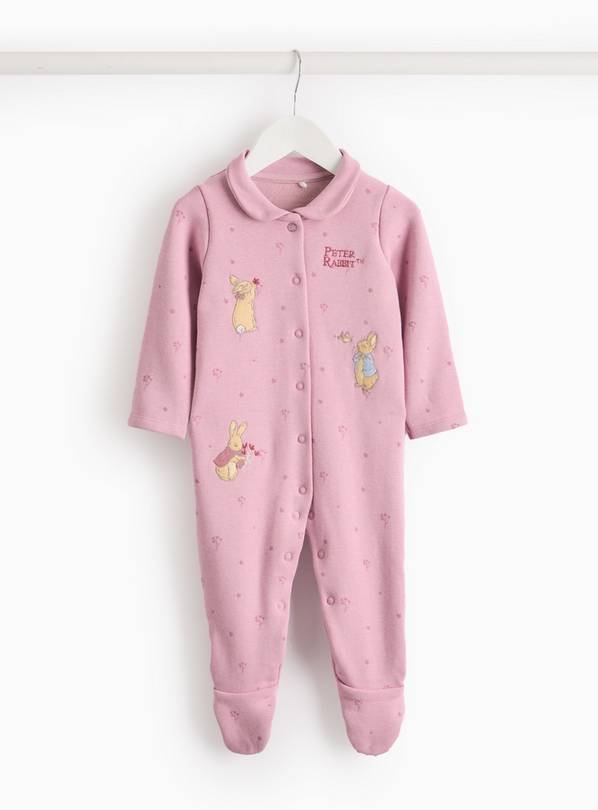 Peter Rabbit Pink Fleece Lined Sleepsuit Up to 1 mth