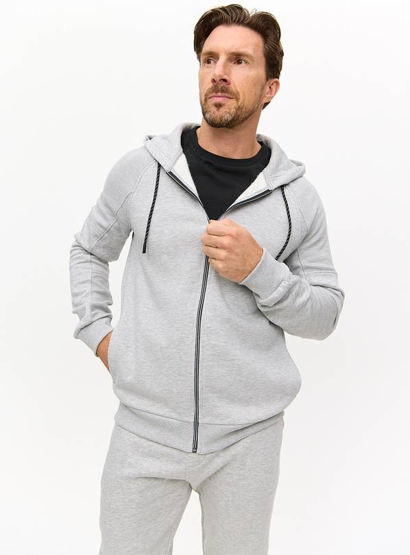 Grey Marl Sporty Ottoman Zip-Through Hoodie XXXL