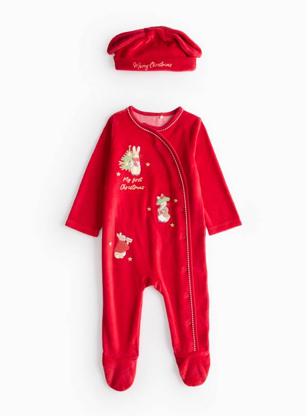 Peter Rabbit Red Sleepsuit & Hat Set 3-6 months