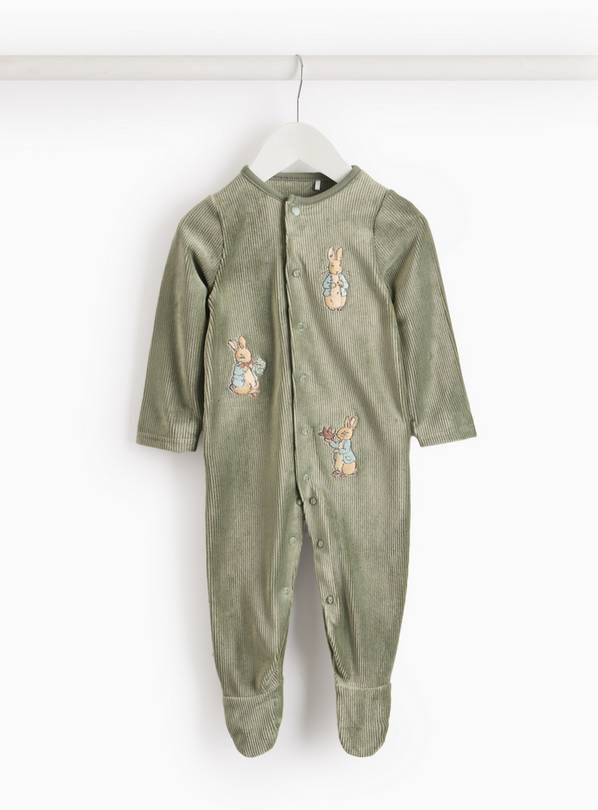 Buy Peter Rabbit Ribbed Velour Sleepsuit 9-12 months | Outfits and sets ...