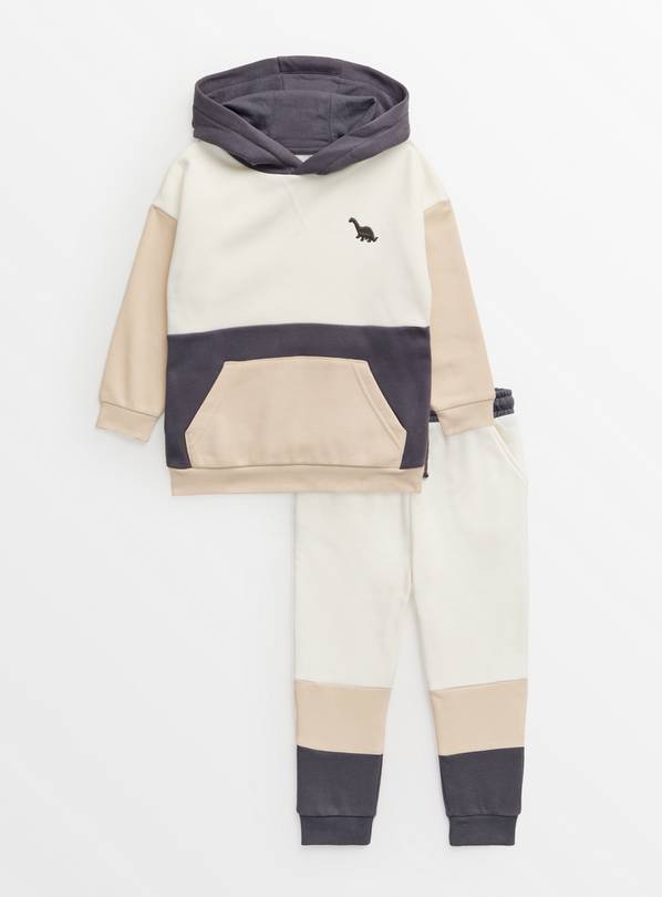 Stone Colour Block Hoodie & Joggers Set 1-2 years