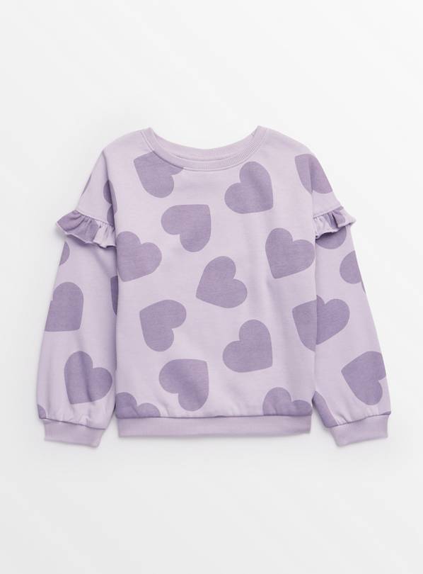 Lilac Heart Print Sweatshirt  1-2 years