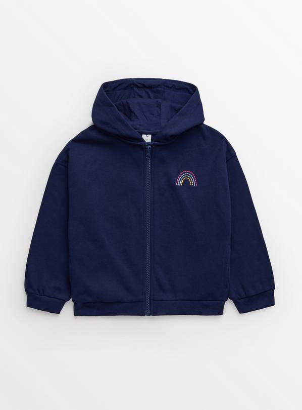 Navy Rainbow Embroidered Zip-Through Hoodie  2-3 years