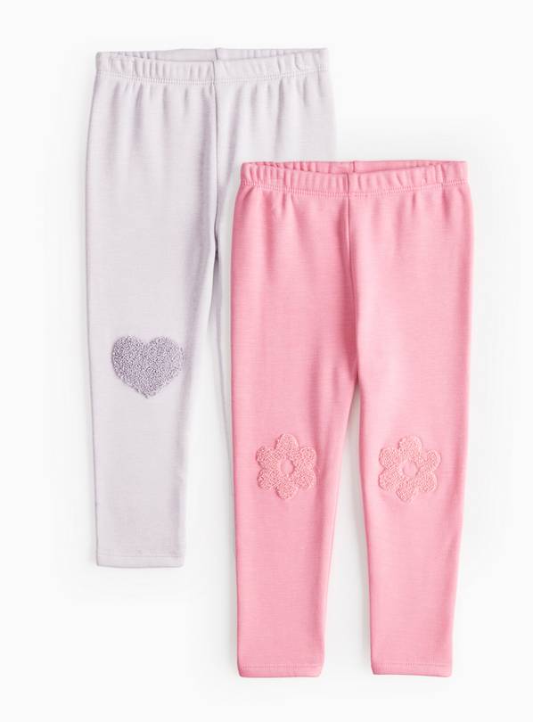 Pink & Lilac Fleece Lined Leggings 2 Pack 3-4 years