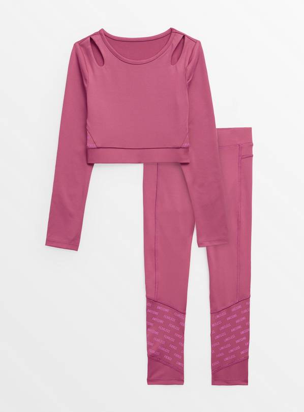 Active Pink Long Sleeve Top & Leggings Set 11 years