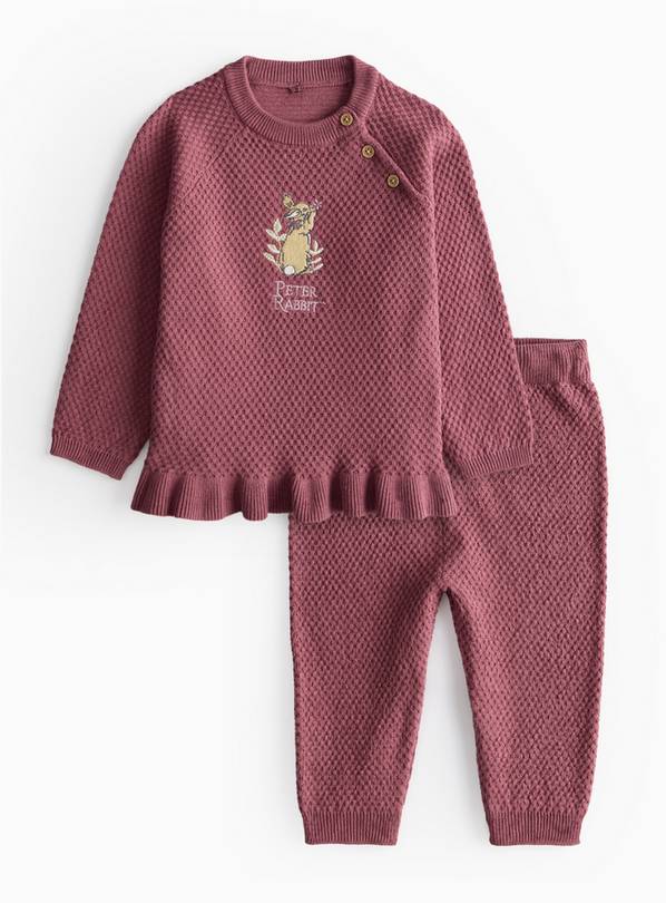 Peter Rabbit Plum Knitted Jumper & Bottoms Set 6-9 months