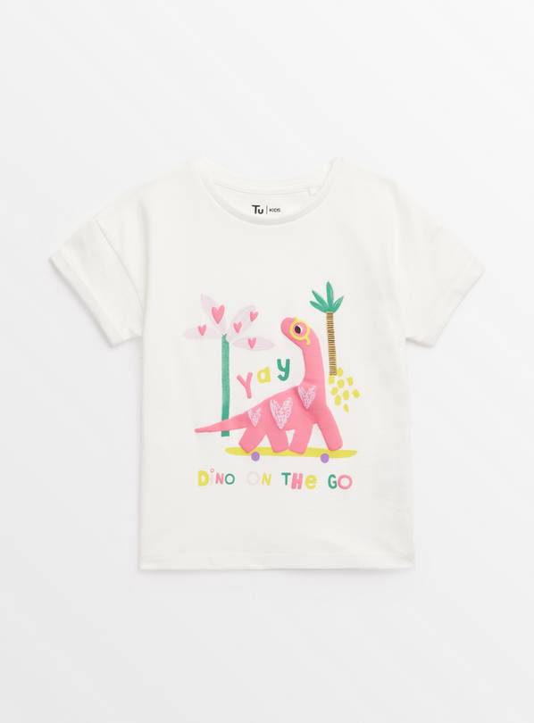 Cream Neon Dinosaur T-Shirt 1-2 years