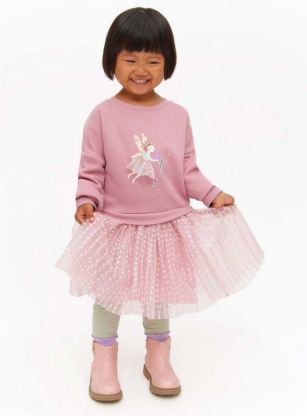 Pink Sequin Tutu Fairy Sweatshirt Dress 5-6 years