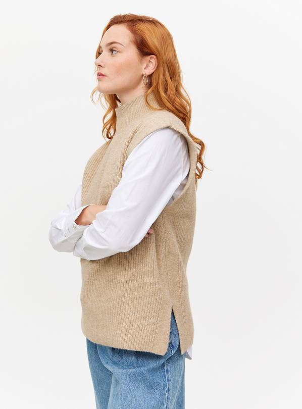 Light Brown High Neck Knitted Vest Top  18