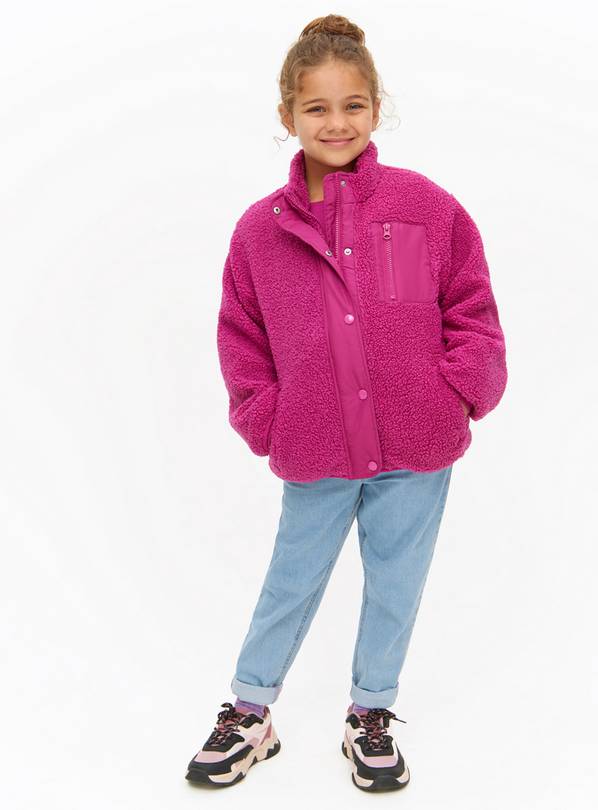 Hot Pink Borg Fleece Jacket 5-6 years