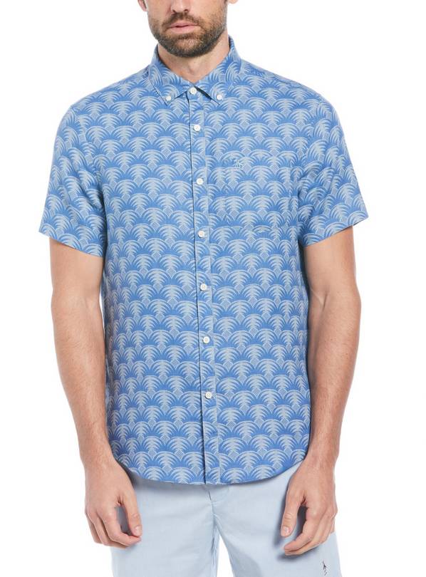 ORIGINAL PENGUIN Short Sleeve Delave Linen Shirt XL
