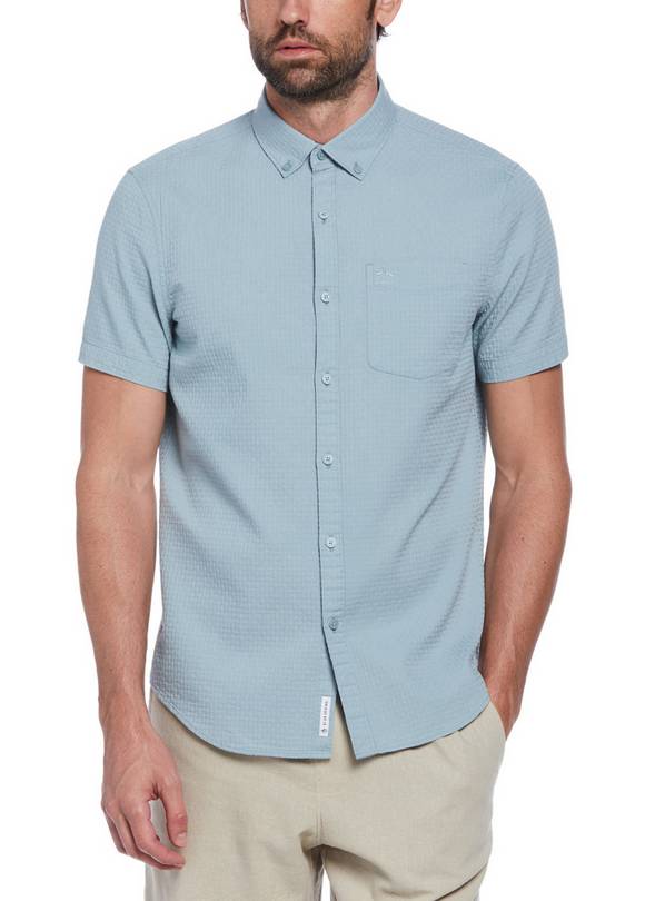 ORIGINAL PENGUIN Short Sleeve Cotton Textured Shirt XL