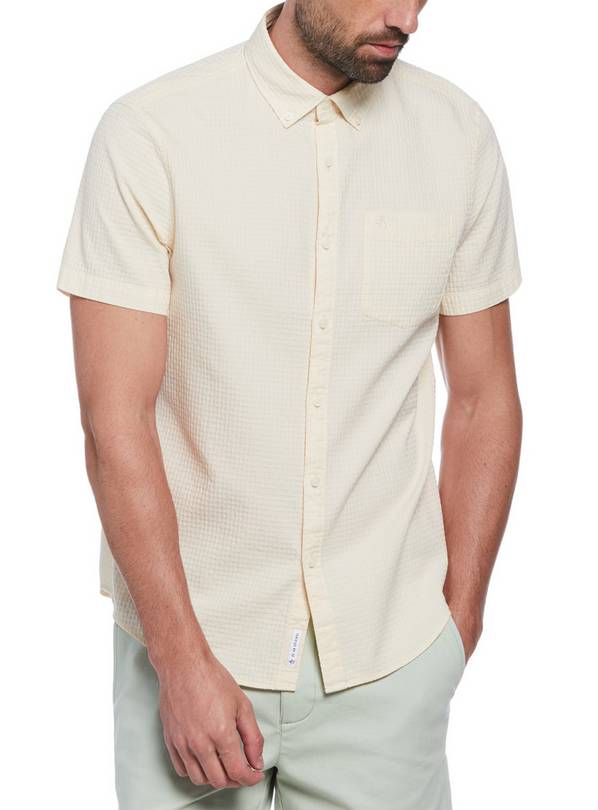 ORIGINAL PENGUIN Short Sleeve Cotton Textured Shirt L