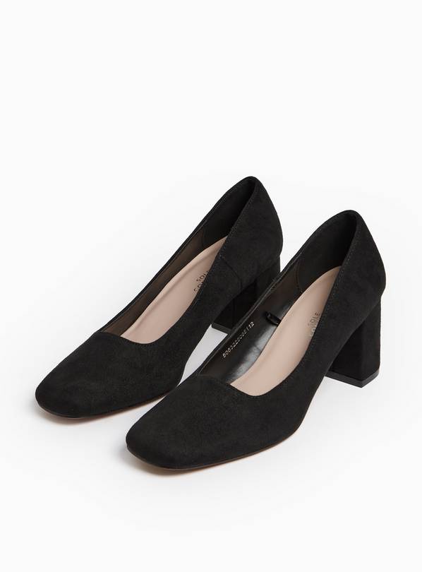 Black Faux Suede Court Shoes 4