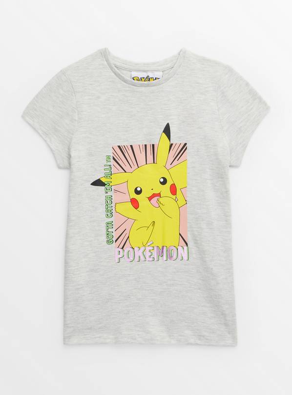 Pokemon Grey Pikachu Print T-Shirt 5 years