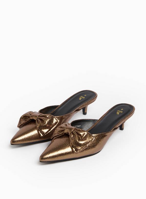 Bronze Metallic Kitten Heel Mule 3