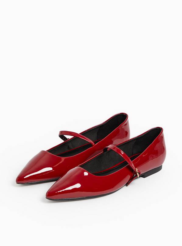 Red Patent Pointed Ballerina Shoes 4